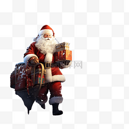 圣诞老人上色图片_圣诞老人滑雪，带着一袋神奇的圣