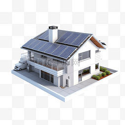 智能家居背景素材图片_智能家居太阳能电池板 3d 插图