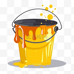 水桶剪贴画黄色水桶与油漆滴黄色