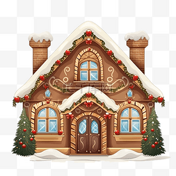 冬天窗户背景图片_房子是棕色的，高高的窗户装饰着