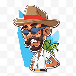 古巴图片_戴着帽子和墨镜的卡通人 向量