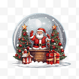 圣诞树圣诞老人雪图片_与雪球和圣诞老人??的圣诞贺卡