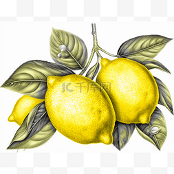 柠檬树 树枝生长柠檬的插图