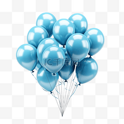 幸福的图片_蓝色气球生日庆祝的漂浮装饰