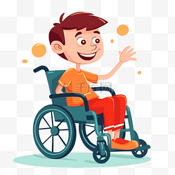 可访问的剪贴画卡通男孩坐在轮椅