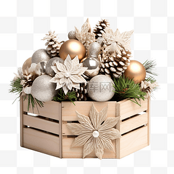 木盒图片_有圣诞装饰的木盒