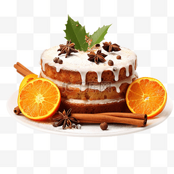 圣诞蛋糕图片图片_橙子和肉桂圣诞蛋糕的组成