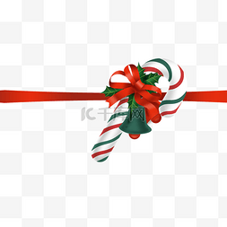 圣诞节拐杖糖果与丝带