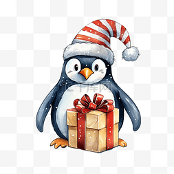 ps明信片图片_圣诞快乐贺卡，上面有快乐的企鹅