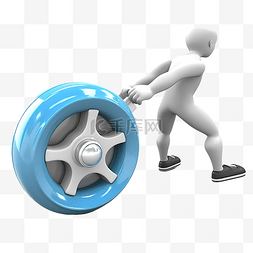 一个人用滚轮锻炼的 3D 插图