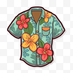 夏威夷风衬衫图片_上面有花朵的夏威夷衬衫的插图 