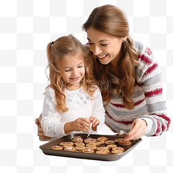 老年女性图片_妈妈和小女孩在家吃圣诞饼干