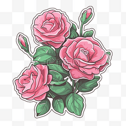 两朵玫瑰图片_两朵小粉红玫瑰贴纸 向量