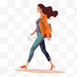 走路女人图片_女人走路剪贴画 背着背包走路的