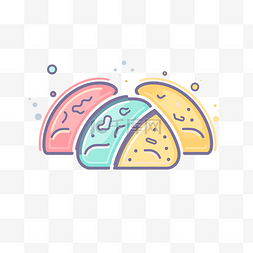 描绘形象图片_彩色玉米饼和彩色糖粉的卡通形象