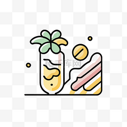 饮料主图背景图片_带有菠萝和热带饮料图标的彩色线