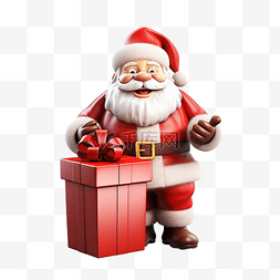 节日应用图片_圣诞老人与红色开放礼品盒空圣诞