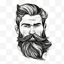 有胡子的男性图片_脸上有胡子的男人肖像涂鸦