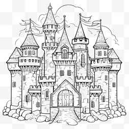 儿童着色书插图古老的万圣节城堡