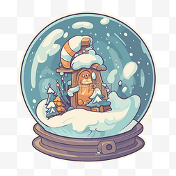 卡通雪球与雪和里面的房子剪贴画