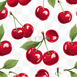 樱桃水果装饰图片_无缝的樱桃图案红色水果