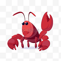 小龙虾剪贴画红色龙虾卡通人物插
