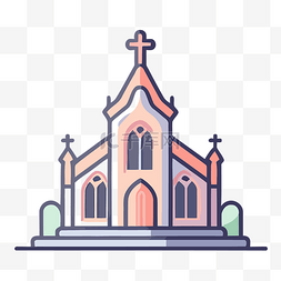 由彩色线PNG插图制作的教堂设计 