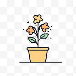 带植物的花盆的简单图标 向量