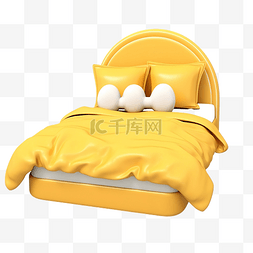床软垫图片_3d 可爱的黄色床