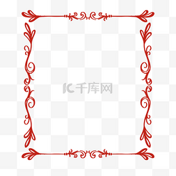 红色传统线条图片_边框新年红色复古简约花纹装饰相