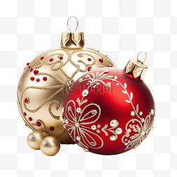 银色装饰包围的红色和金色圣诞球