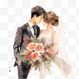 仙女卡图片_ai生成可爱的婚礼肖像水彩插图