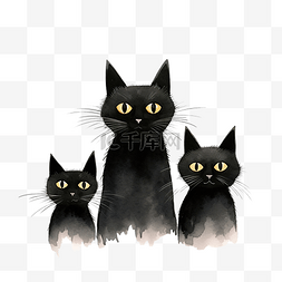 黑猫蜡笔插画