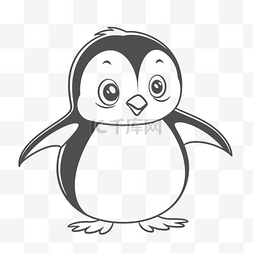 企鹅绘图和着色表着色卡通小企鹅