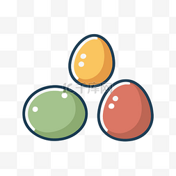 坐在表面上的彩色鸡蛋的卡通图标
