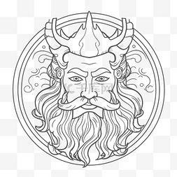 神马字体图片_海王星或众神在一轮纹身与角胡子