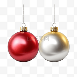 圣诞球红色图片_圣诞球逼真的银色金色和红色