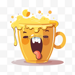 黄色咖啡杯图片_杯子剪贴画快乐的黄色咖啡杯伸出