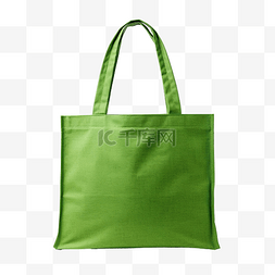 白色手提袋样机图片_绿色购物布袋与样机剪切路径隔离