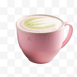 花茶菜單图片_粉色抹茶拿铁加牛奶