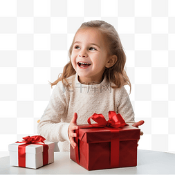 儿童玩具图片_圣诞节小女孩在客厅打开礼物