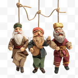 挂在绳子上的三个智者的滑稽圣诞