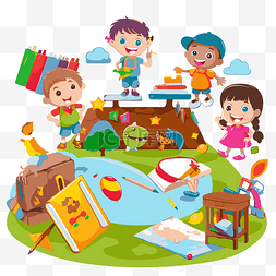玩玩具的儿童图片_教育剪贴画儿童玩玩具卡通 向量