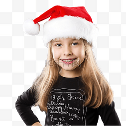 圣诞服女图片_戴着圣诞老人帽开朗微笑的女孩，