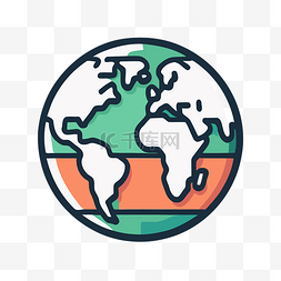 地球图标为绿色 向量