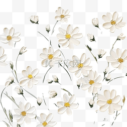 白色的刷子图片_白色小花可爱儿童风格油画