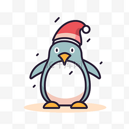 企鹅在圣诞卡德斯帽矢量图