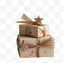 木板假日概念手工包装的圣诞礼盒