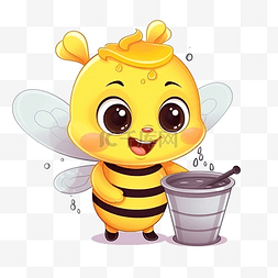 蜜罐蜂蜜图片_卡通可爱蜜蜂提着滴蜜的蜜罐