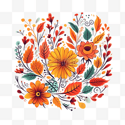 复古鲜花海报图片_用涂鸦鲜花和树枝装饰的节日短语